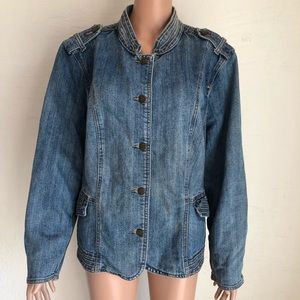 Denim Jeans Jacket Cool Coat Blues Retro Vintage Women’s Size 22-24W Embroidered